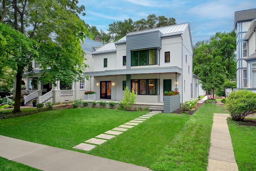 An outside view of the Evanston Passive House, completed by NextHaus Alliance on Earth Day 2024.